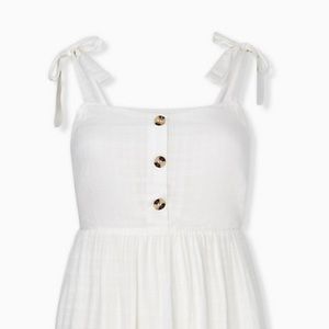Torrid- Ivory textured button shirred hem skater dress